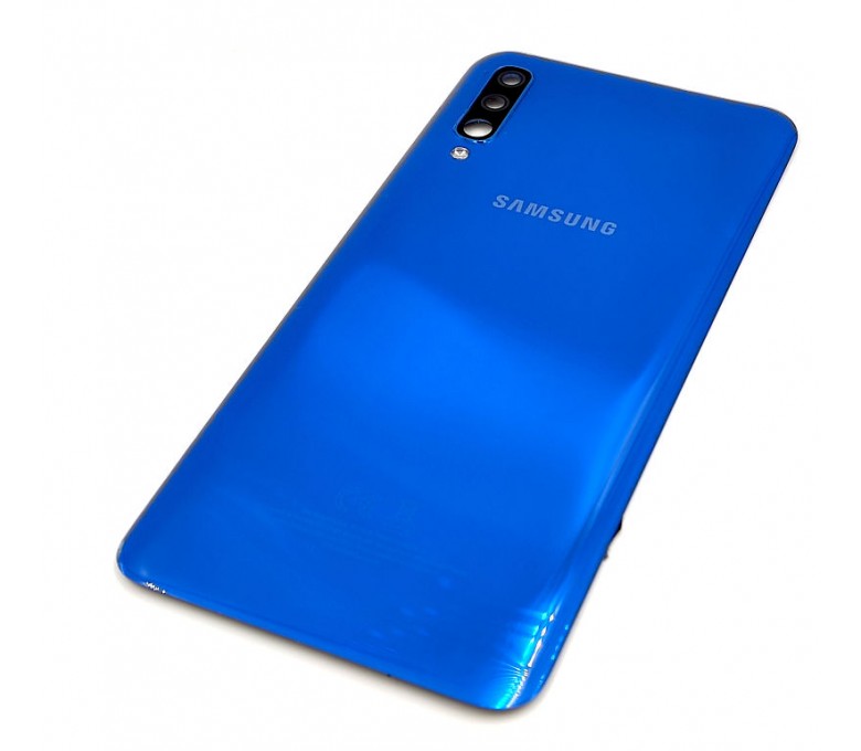 Tapa Trasera Con Cristal Embellecedor Para Samsung A50 A505F Azul Original